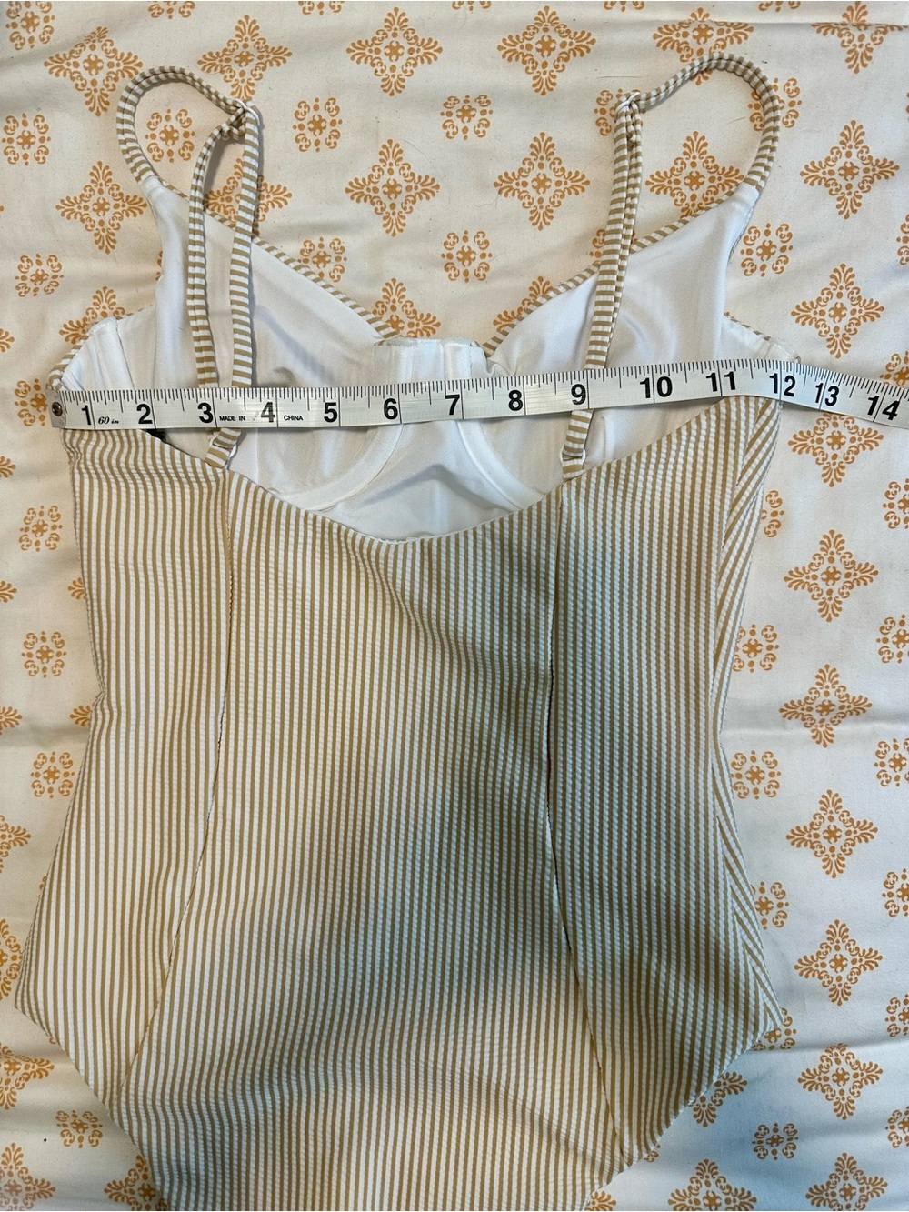 NWT Onia Beige White Seersucker Underwire One-Piece Swimsuit S - Picture 6 of 6